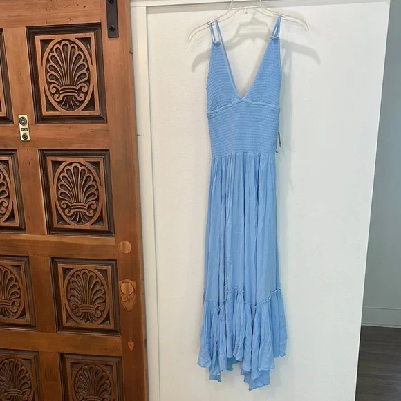 free people asymmetrical dress Free People Alejandra Midi Dress in Blue main image 1
